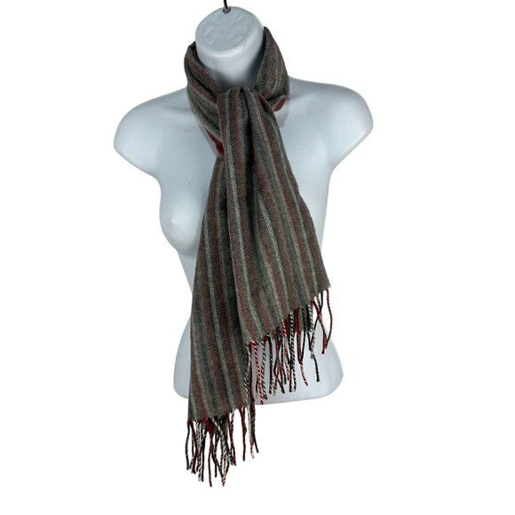 Vintage Cashmink Striped Scarf With Fringe 100% Acrylic Made In Germany - Picture 2 of 3